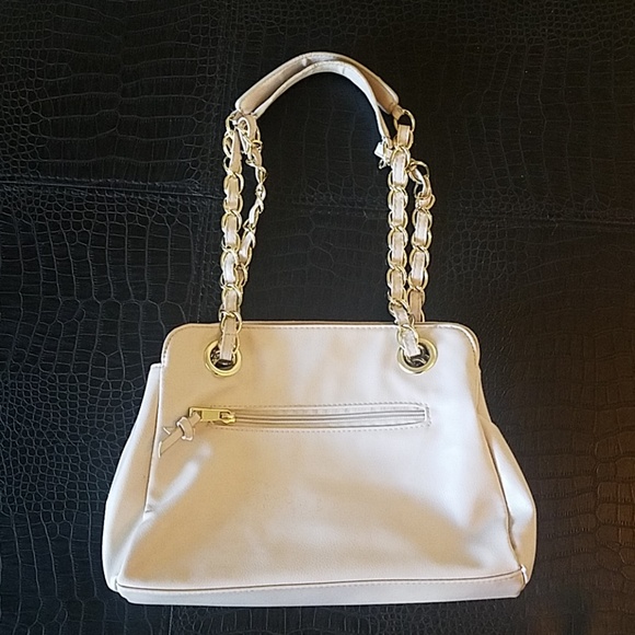 Nicole Miller Quilted Cream Studded Purse/Handbag - Picture 2 of 8
